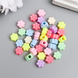 Бусины для творчества пластик «Цветочек. Пастельные тона», набор 36 шт., 15 г, 1×1 см