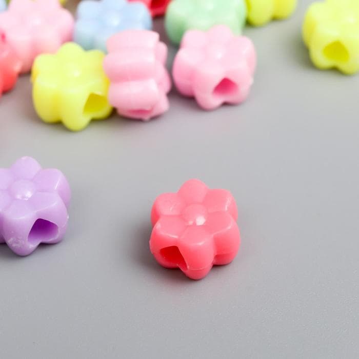 Бусины для творчества пластик «Цветочек. Пастельные тона», набор 36 шт., 15 г, 1×1 см