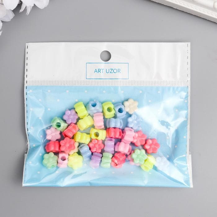 Бусины для творчества пластик «Цветочек. Пастельные тона», набор 36 шт., 15 г, 1×1 см