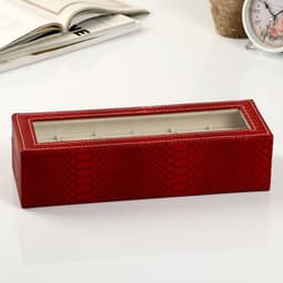 Шкатулка для часов 6 отделений «Питон бордовый с прожилками», с замком, искусственная кожа, 11×31×7.5 см