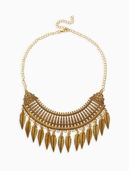 Колье «Ажурные перья», цвет чернёное золото, 42 см