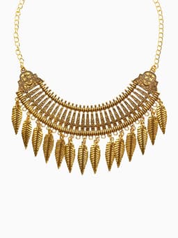 Колье «Ажурные перья», цвет чернёное золото, 42 см