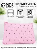 Косметичка на молнии, плоская, маленькая, с паттерном, розовая