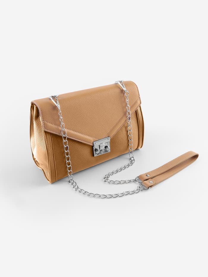 Ручка для сумки, с цепочками и карабинами, 120×1.8 см, бежевая