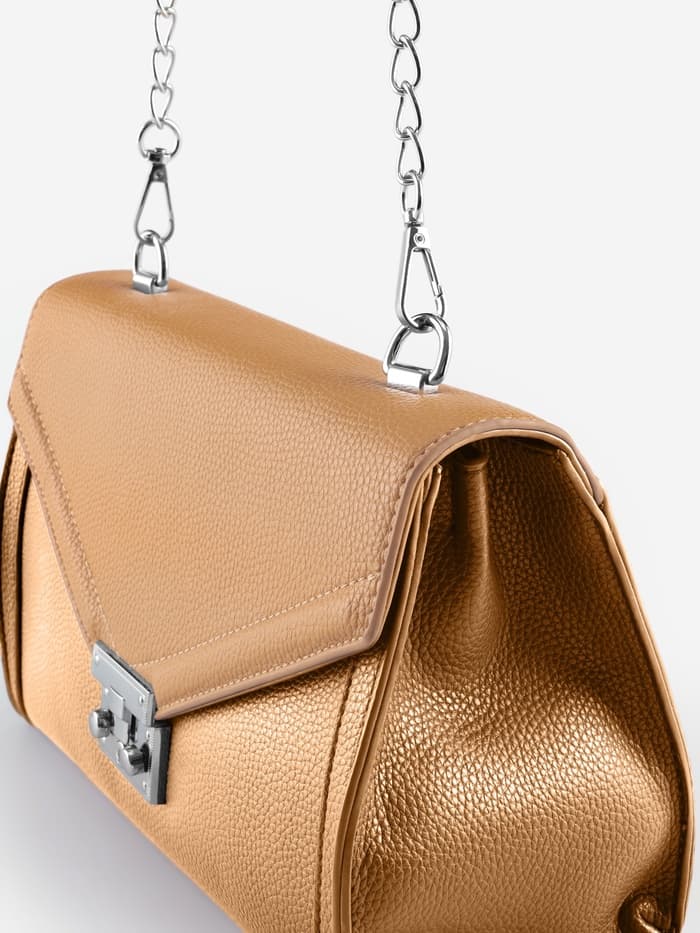 Ручка для сумки, с цепочками и карабинами, 120×1.8 см, бежевая