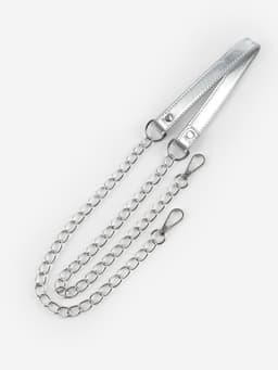 Ручка для сумки, с цепочками и карабинами, 120×1.8 см, цвет серебряный