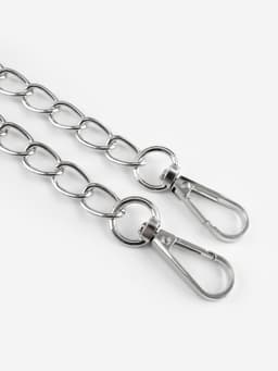 Ручка для сумки, с цепочками и карабинами, 120×1.8 см, цвет серебряный