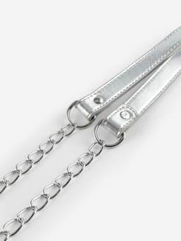 Ручка для сумки, с цепочками и карабинами, 120×1.8 см, цвет серебряный
