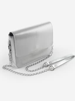 Ручка для сумки, с цепочками и карабинами, 120×1.8 см, цвет серебряный