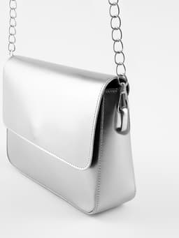 Ручка для сумки, с цепочками и карабинами, 120×1.8 см, цвет серебряный