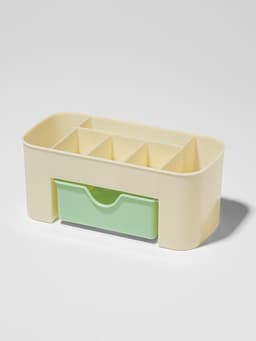 Органайзер для хранения косметики, 6 секций, с ящиком, 21×10.5×9 см, бежевый, зелёный