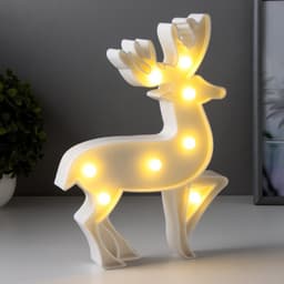Фигурка световая RISALUX «Олененок», ночник, 8×LED, батарейки 2×АА, белый, 18.5×3.5×25 см