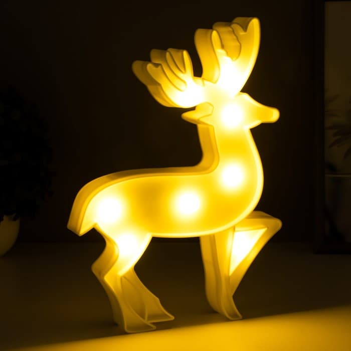 Фигурка световая RISALUX «Олененок», ночник, 8×LED, батарейки 2×АА, белый, 18.5×3.5×25 см