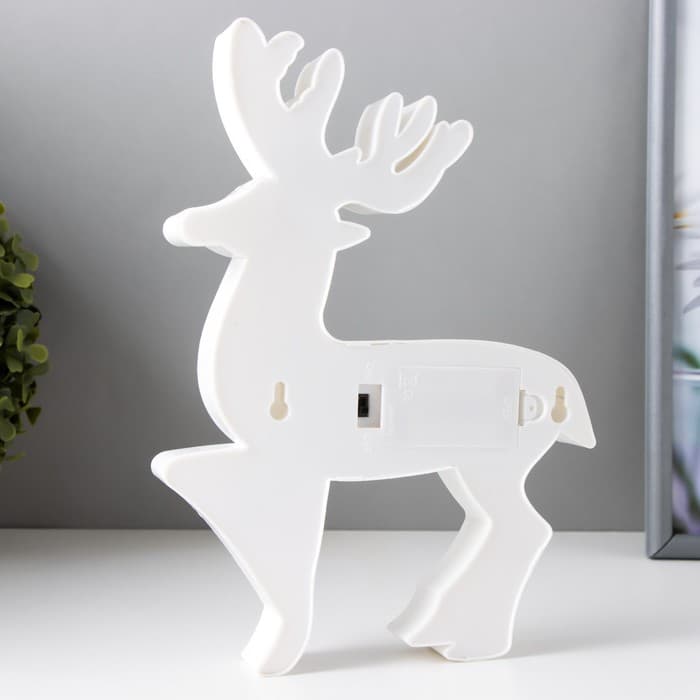 Фигурка световая RISALUX «Олененок», ночник, 8×LED, батарейки 2×АА, белый, 18.5×3.5×25 см