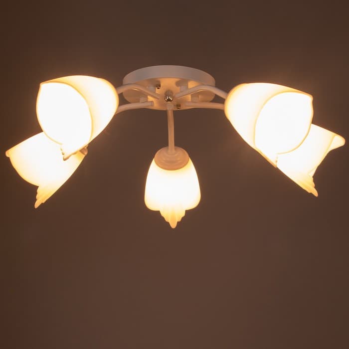 Люстра «Оникс» BayerLux 5×15 Вт E27, белый, 52×52×15 см