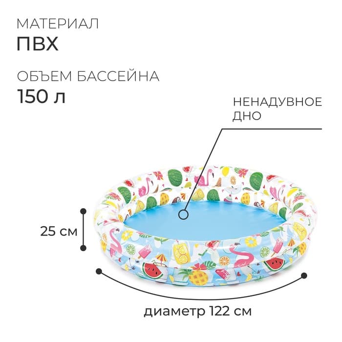 Бассейн надувной INTEX «Фрукты», 122×25 см, от 2 лет, 59421NP