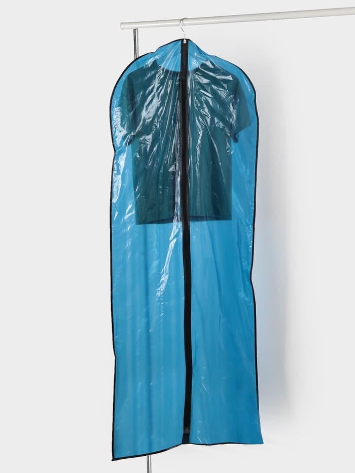 Чехол для одежды Доляна, 60×160 см, цвет синий, прозрачный