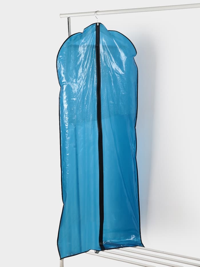 Чехол для одежды Доляна, 60×160 см, цвет синий, прозрачный