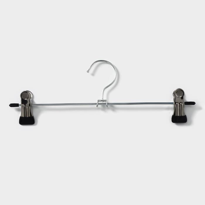 Вешалка для брюк и юбок с зажимами, 30×10 см, серебряная