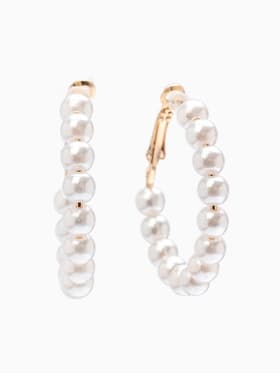 Серьги кольца с жемчугом QF «Нежность жемчуга», d=3.5 см, белые в золоте