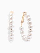 Серьги кольца с жемчугом QF «Нежность жемчуга», d=3.5 см, белые в золоте