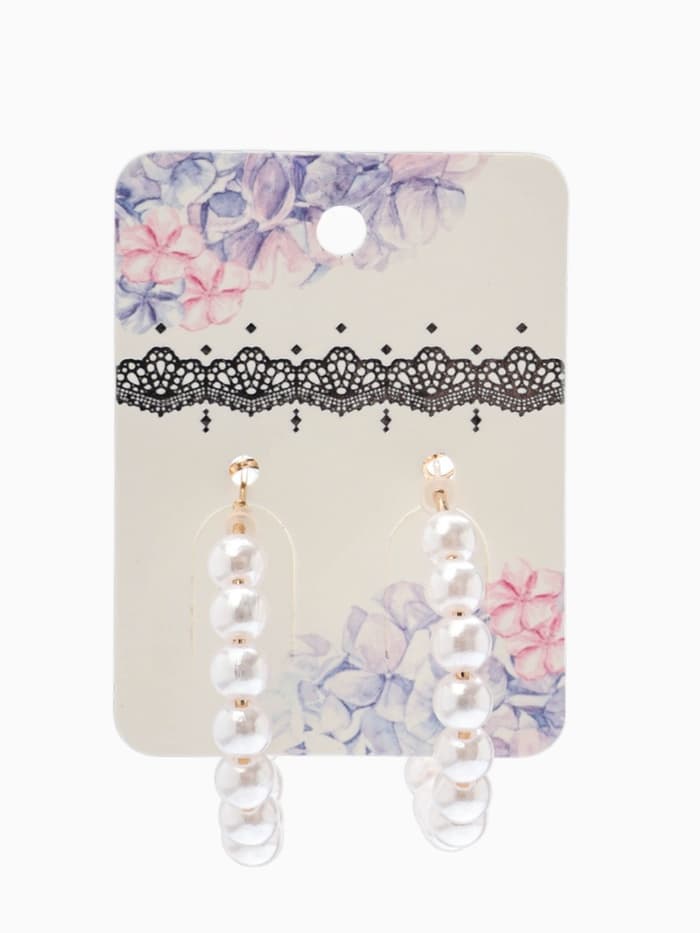 Серьги кольца с жемчугом QF «Нежность жемчуга», d=3.5 см, белые в золоте