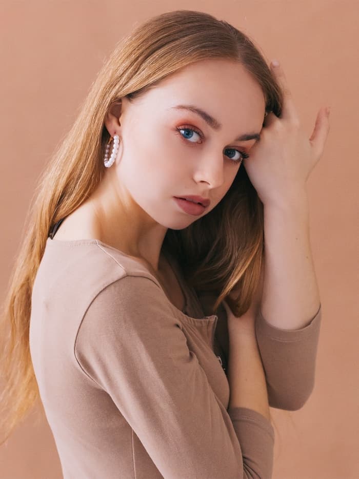 Серьги кольца с жемчугом QF «Нежность жемчуга», d=3.5 см, белые в золоте