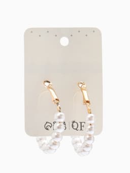 Серьги кольца с жемчугом QF «Нежность жемчуга», d=3.5 см, белые в золоте