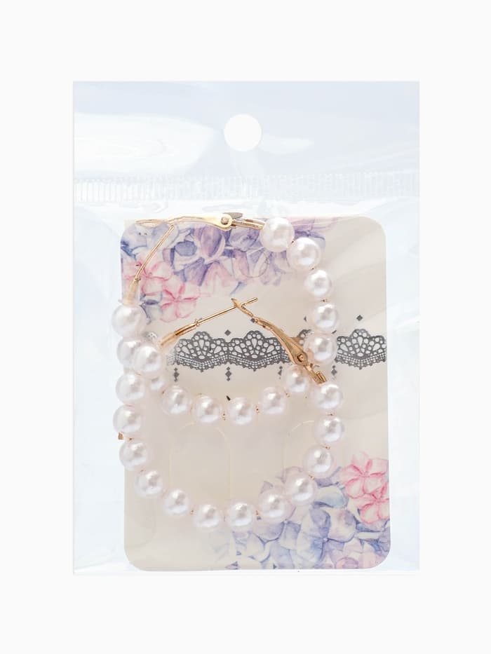 Серьги кольца с жемчугом QF «Нежность жемчуга», d=3.5 см, белые в золоте