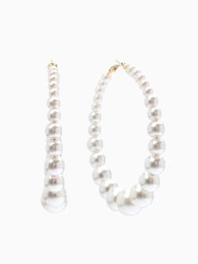 Серьги кольца с жемчугом QF «Нежность жемчуга», d=8 см, белые в золоте