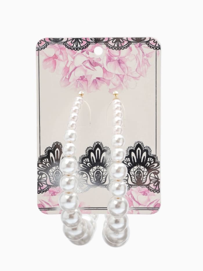 Серьги кольца с жемчугом QF «Нежность жемчуга», d=8 см, белые в золоте