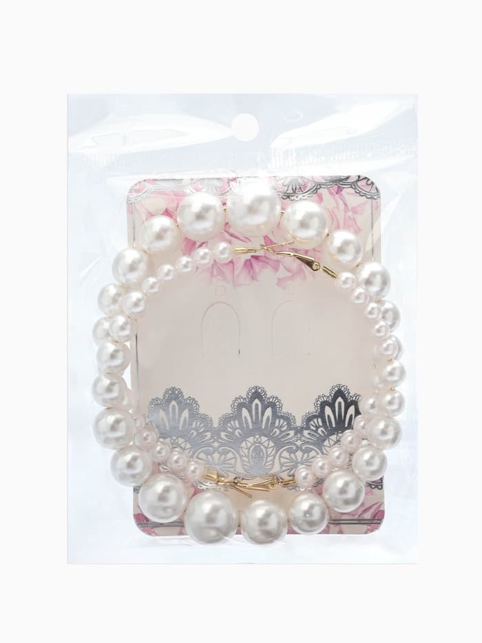 Серьги кольца с жемчугом QF «Нежность жемчуга», d=8 см, белые в золоте