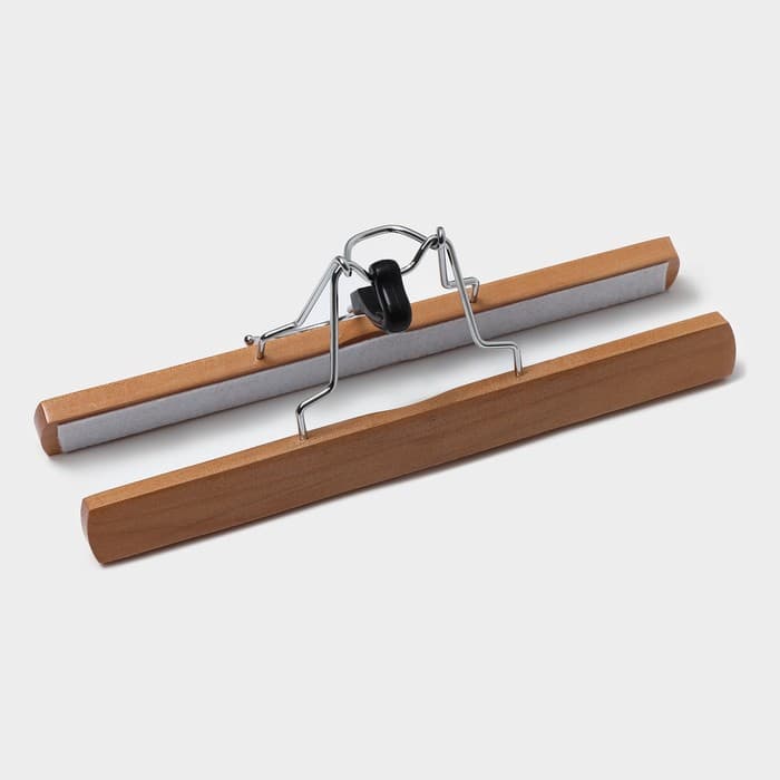 Вешалка для брюк и юбок Доляна, 25×16.5 см, зажим, светлое дерево