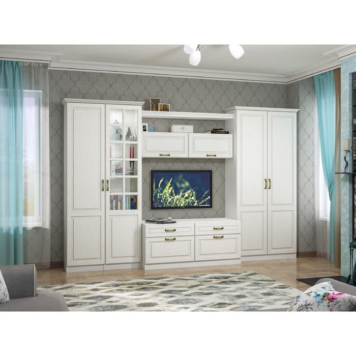 Тумба под ТВ «Ливерпуль», 1400×493×608 мм, цвет белый / ясень ваниль