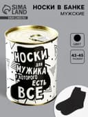Носки мужские в банке «Для мужика у которого есть всё», подарочные, чёрные, 43-45 р-р