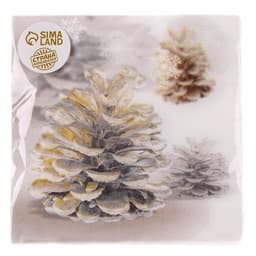 Салфетки новогодние бумажные «Шишки», 33×33 см, набор 20 шт.