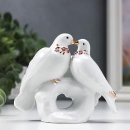 Фигурка керамика «2 голубя на камушке», стразы, 9×10×3.7 см