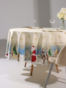 Скатерть новогодняя «Этель» Christmas time, d=220 см ±3 см с ГМВО, 100% хлопок, саржа 190 г/м²