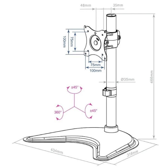 Кронштейн ARM Media LCD-T51, для 1-го монитора, 15"-32", наклон-поворот, до 10 кг, чёрный