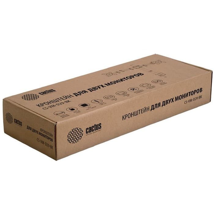 Кронштейн Cactus CS-VM-D29-BK, для 2-х мониторов, 13"-27", наклон-поворот, до 8 кг, чёрный