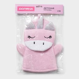 Мочалка варежка детская Доляна «Единорожка», для купания, 25×19 см