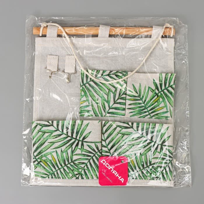 Органайзер подвесной с карманами Доляна «Тропики», 4 отделения, 30×34 см