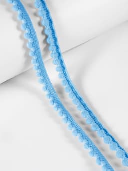 Тесьма декоративная с помпонами, 12±2 мм, 8±0.5 м, голубая