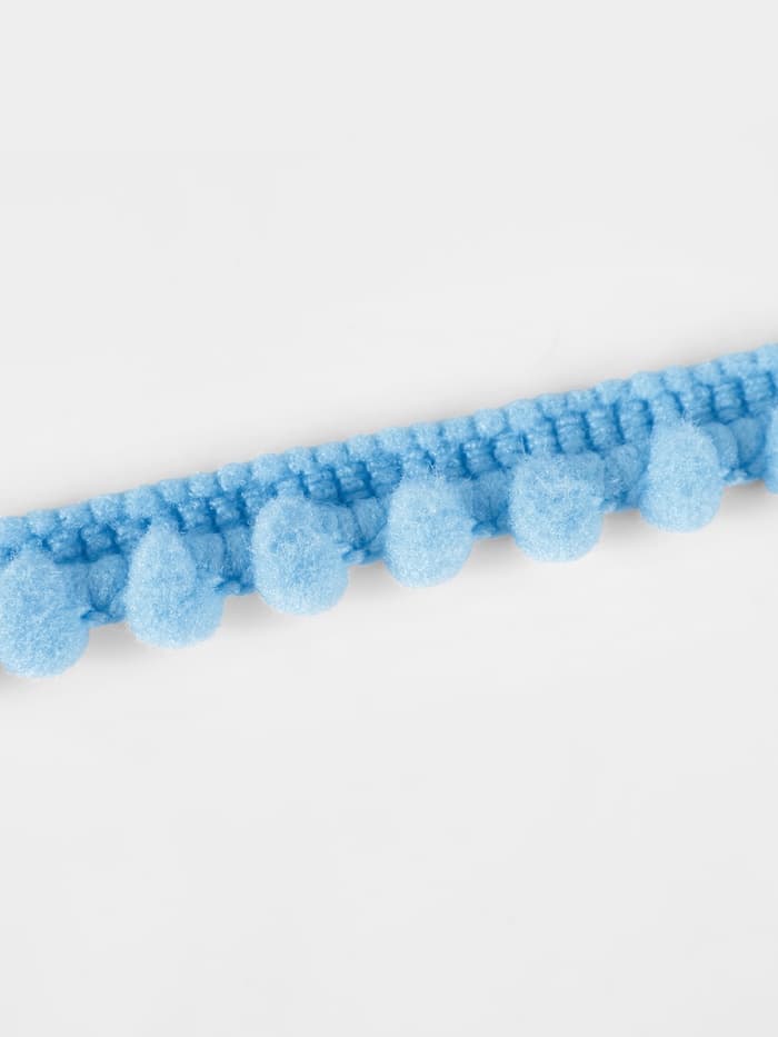 Тесьма декоративная с помпонами, 12±2 мм, 8±0.5 м, голубая