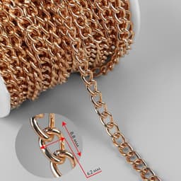 Цепочка для сумки, железная, 6.2×8.8 мм, 10±0.5 м, цвет золотой