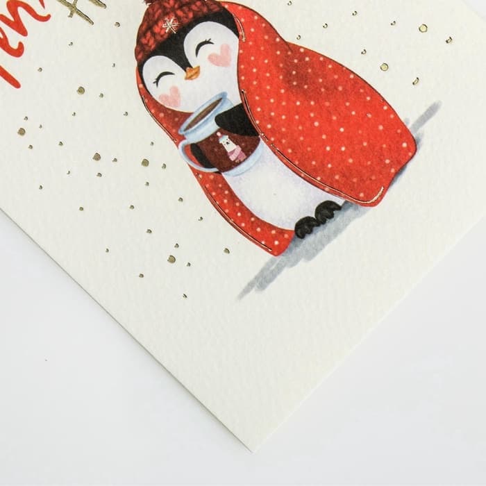 Открытка на акварельном картоне «Тёплого Нового Года», тиснение, 9.5 × 8 см