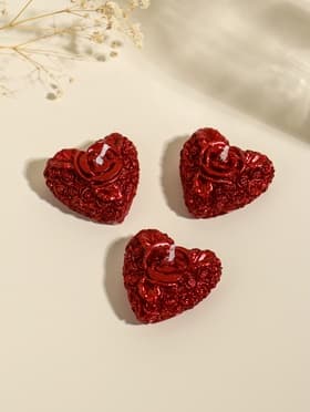 Свечи декоративные «Сердце с розой», 3 шт., 5×2.5 см, красный
