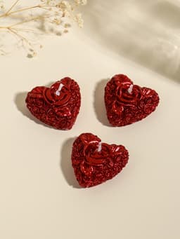 Набор свечей декоративных «Сердце с розой», 3 шт., 5×2.5 см, красный