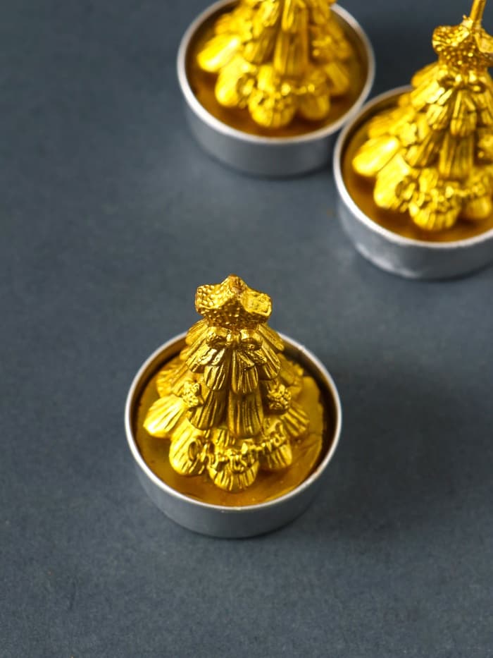 Набор свечей новогодних «Ёлка золотая», 3 шт., 4×6 см