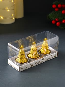 Набор свечей новогодних «Ёлка золотая», 3 шт., 4×6 см